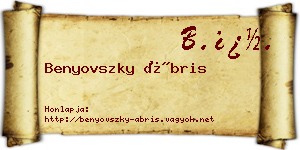 Benyovszky Ábris névjegykártya